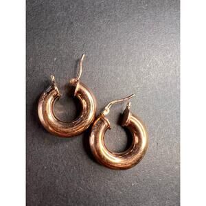 Rose gold over bronze hoop earrings